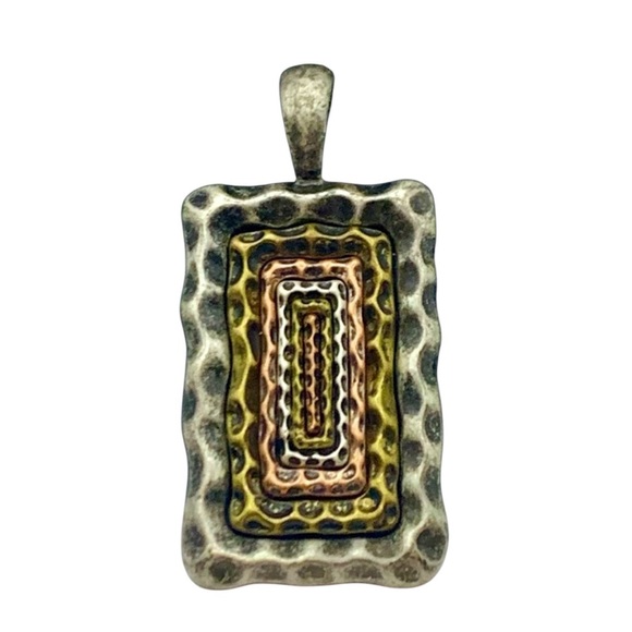 Lia Sophia Jewelry - Lia Sophia geometric Signed Silver, Copper, & Brass Metal Triangle Pendant Slide